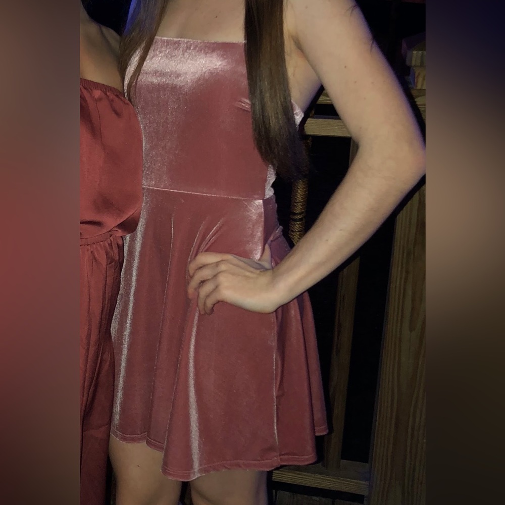 Urban Outfitters Velvet Pink A-Line Dress